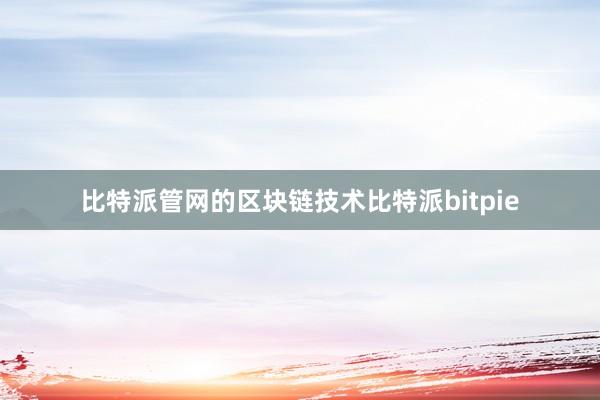 比特派管网的区块链技术比特派bitpie