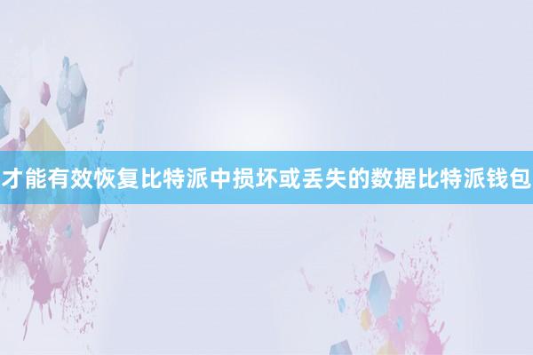 才能有效恢复比特派中损坏或丢失的数据比特派钱包