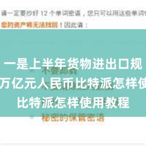 一是上半年货物进出口规模21.2万亿元人民币比特派怎样使用教程