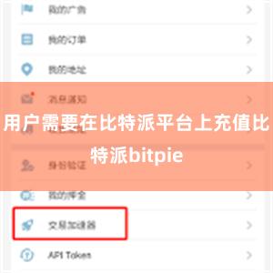 用户需要在比特派平台上充值比特派bitpie